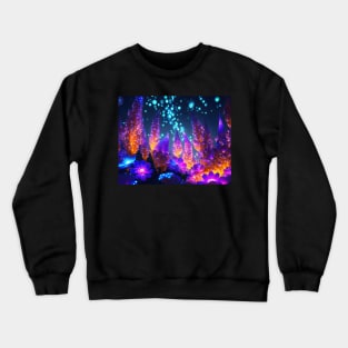 Abstract Neon night lit flower scene Crewneck Sweatshirt